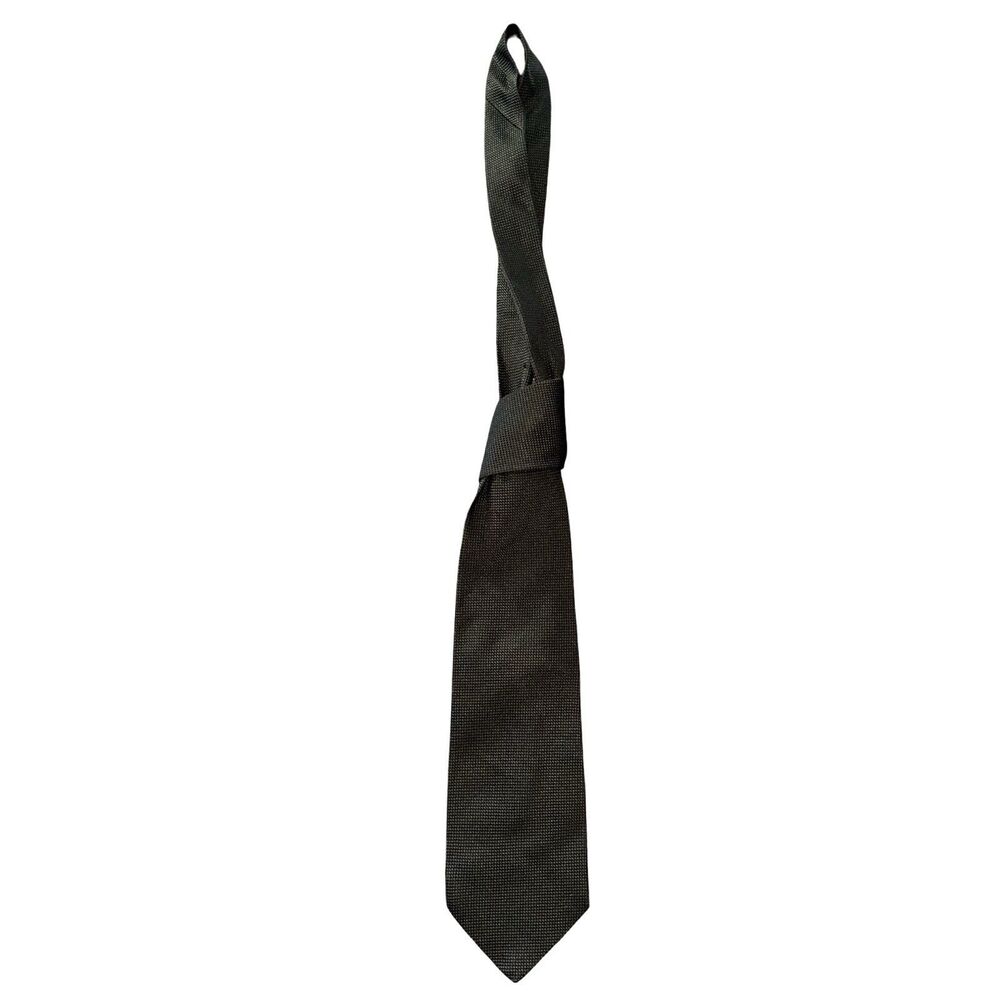 Banana Republic 100% Silk Made in Italy Olive Green Geometric Woven Neck Tie